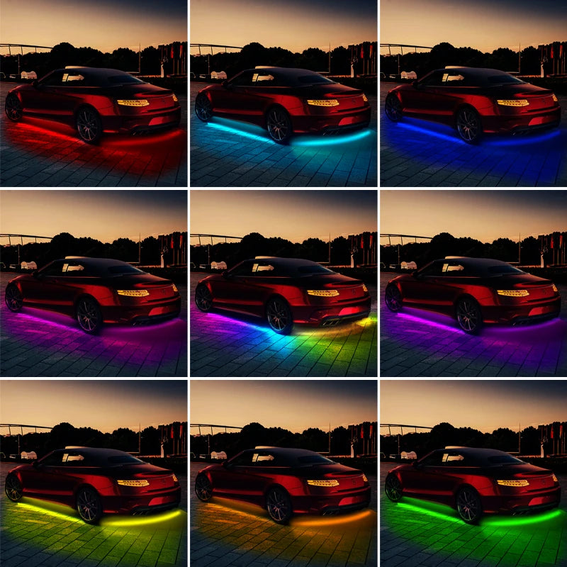 Car Flexible Underglow Strip Light LED Underbody APP Remote Sound Control RGB Neon Light Atmosphere Lamp Auto Decoration