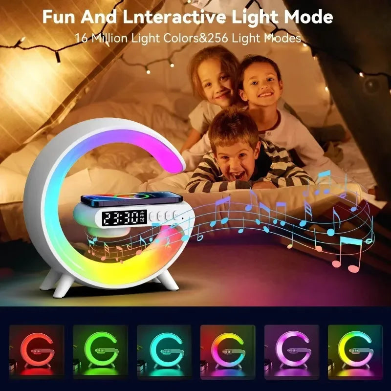 Regalo Perfecto: Bocina con cargador Inalámbrico y Luz RGB