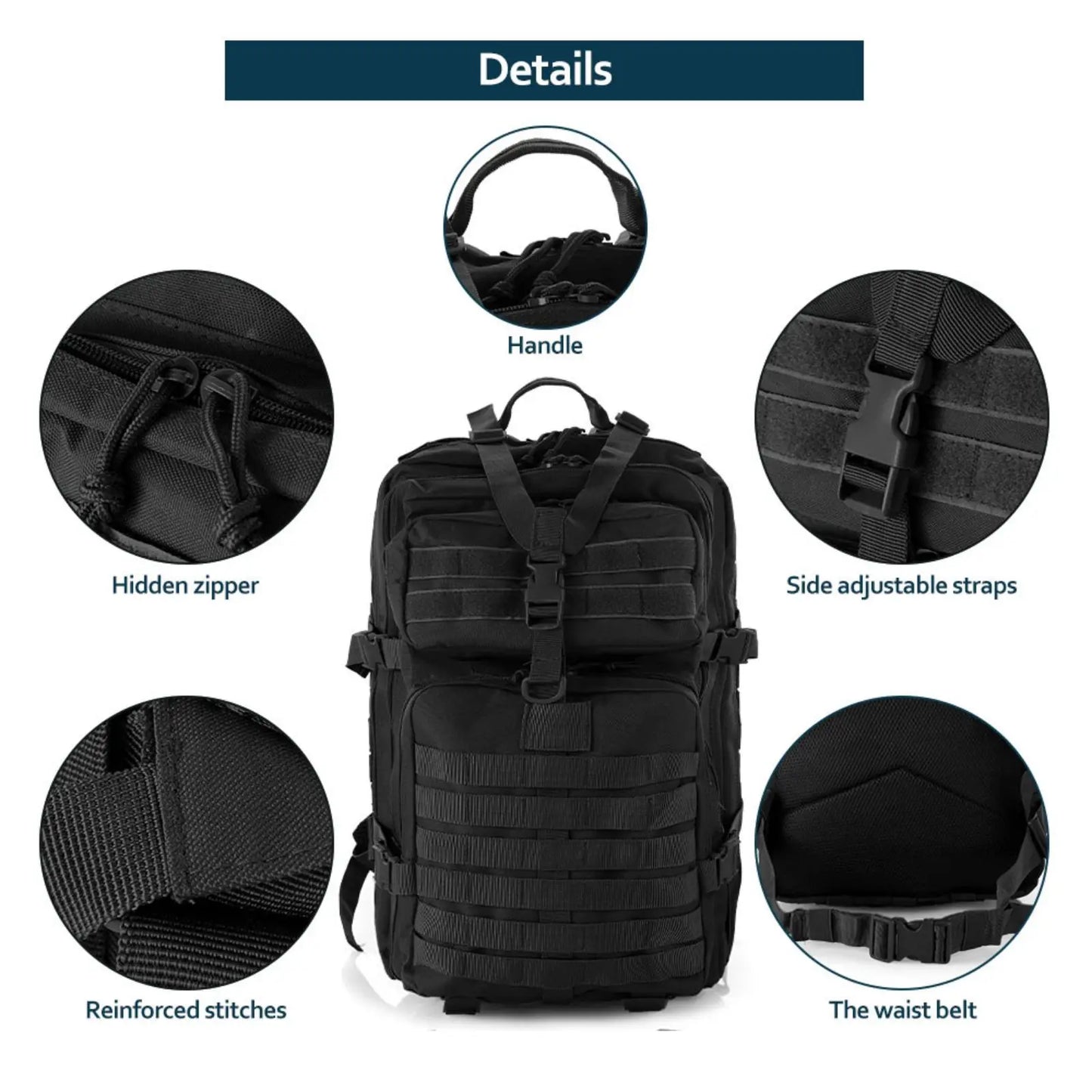Mochila Táctica Impermeable de Nylon Reforzado – 25L / 50L para Trekking, Pesca, Caza y Camping 🎒🌲