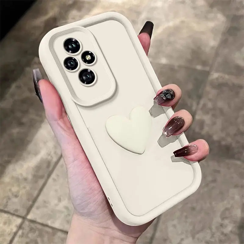 Funda de Silicona Love Heart con Protección para Cámara – Compatible con Huawei Honor 200 / 100 / 90 / 80 / 70 / 60 Pro Lite