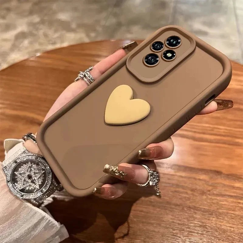 Funda de Silicona Love Heart con Protección para Cámara – Compatible con Huawei Honor 200 / 100 / 90 / 80 / 70 / 60 Pro Lite