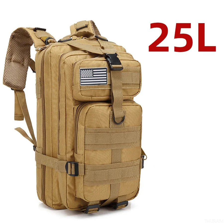 Mochila Táctica Impermeable de Nylon Reforzado – 25L / 50L para Trekking, Pesca, Caza y Camping 🎒🌲
