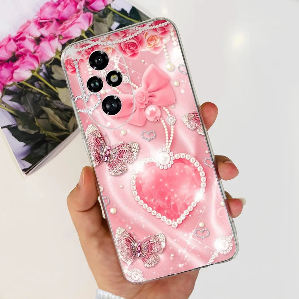 Nueva funda para Huawei Honor 200 6,7" Funda de silicona suave  con estampado de mariposas y flores para Honor 200 Lite 5G