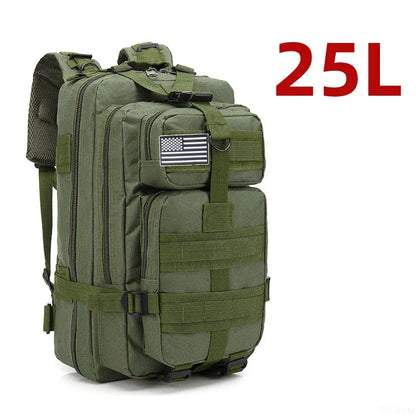 Mochila Táctica Impermeable de Nylon Reforzado – 25L / 50L para Trekking, Pesca, Caza y Camping 🎒🌲