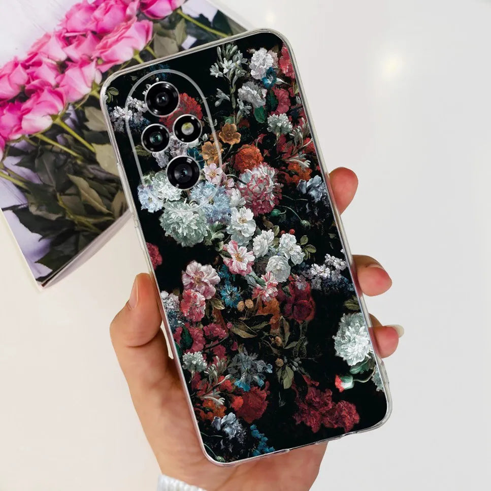 Nueva funda para Huawei Honor 200 6,7" Funda de silicona suave  con estampado de mariposas y flores para Honor 200 Lite 5G