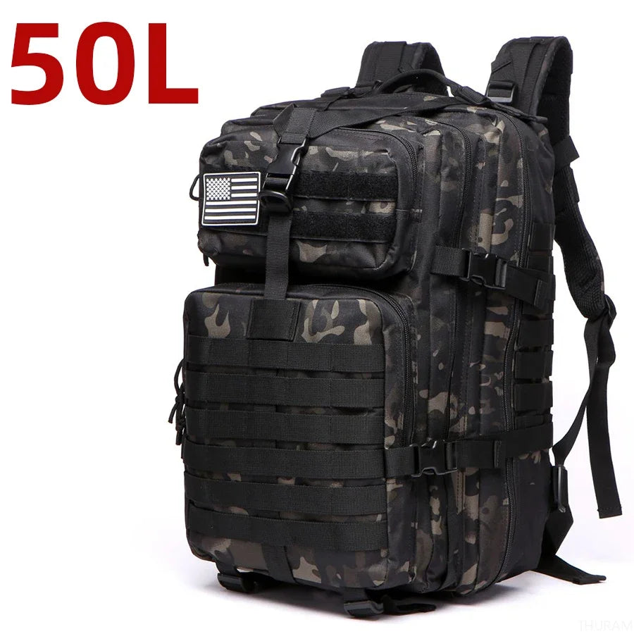Mochila Táctica Impermeable de Nylon Reforzado – 25L / 50L para Trekking, Pesca, Caza y Camping 🎒🌲
