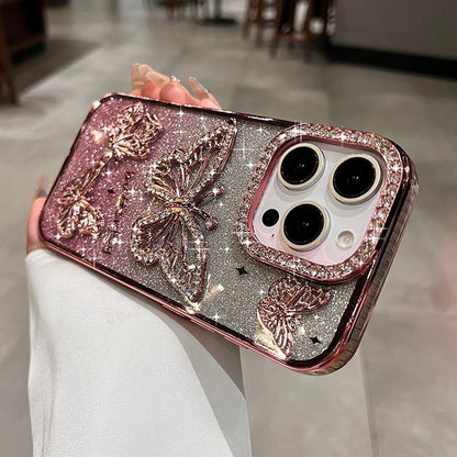 Funda de Silicona Transparente con Mariposa de Diamante: Lujo y Elegancia para tu iPhone 🦋💎