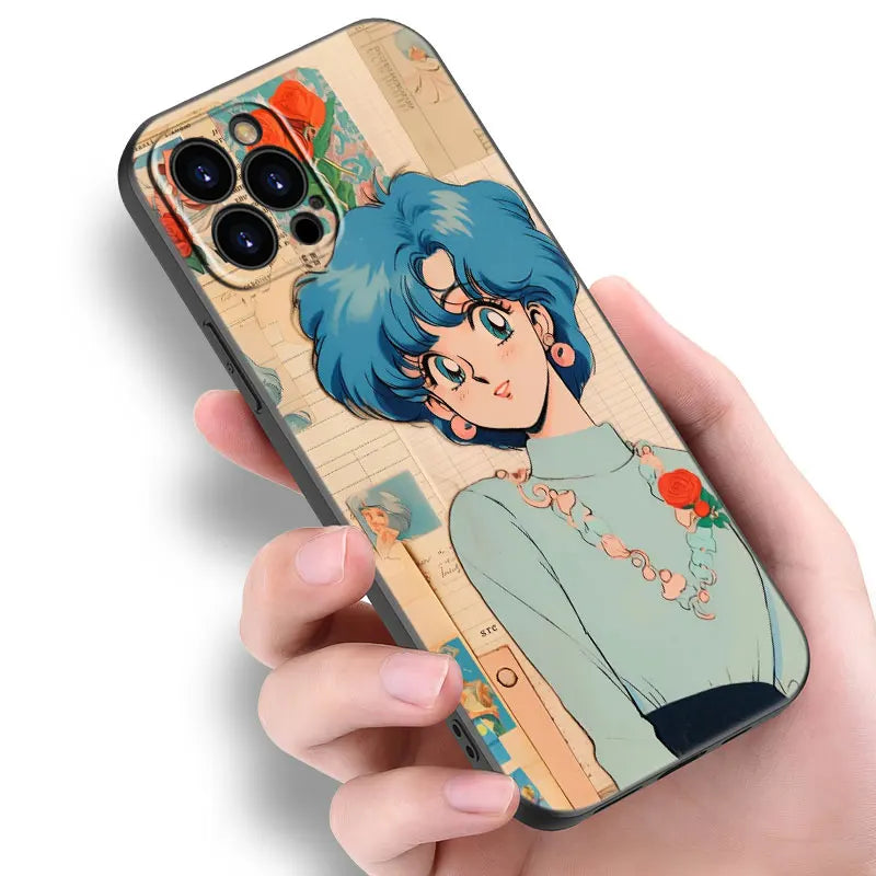 Funda de teléfono negra con diseño de Sailor Moon Anime para Teléfonos Móviles