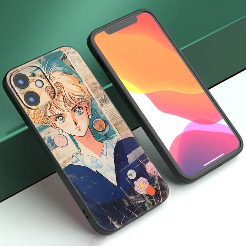 Funda de teléfono negra con diseño de Sailor Moon Anime para Teléfonos Móviles