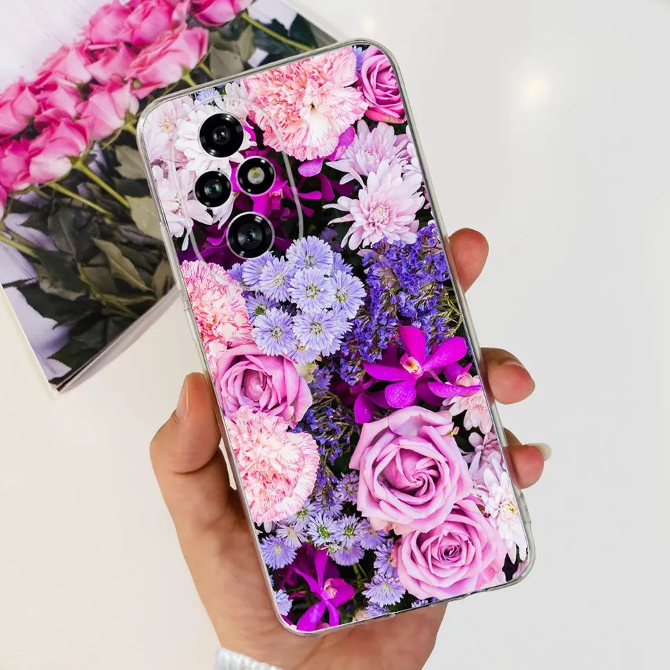 Nueva funda para Huawei Honor 200 6,7" Funda de silicona suave  con estampado de mariposas y flores para Honor 200 Lite 5G