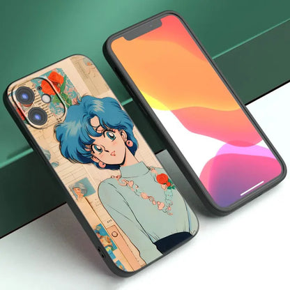 Funda de teléfono negra con diseño de Sailor Moon Anime para Teléfonos Móviles