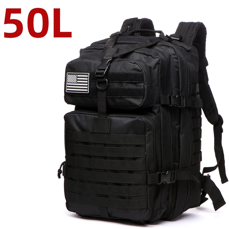 Mochila Táctica Impermeable de Nylon Reforzado – 25L / 50L para Trekking, Pesca, Caza y Camping 🎒🌲