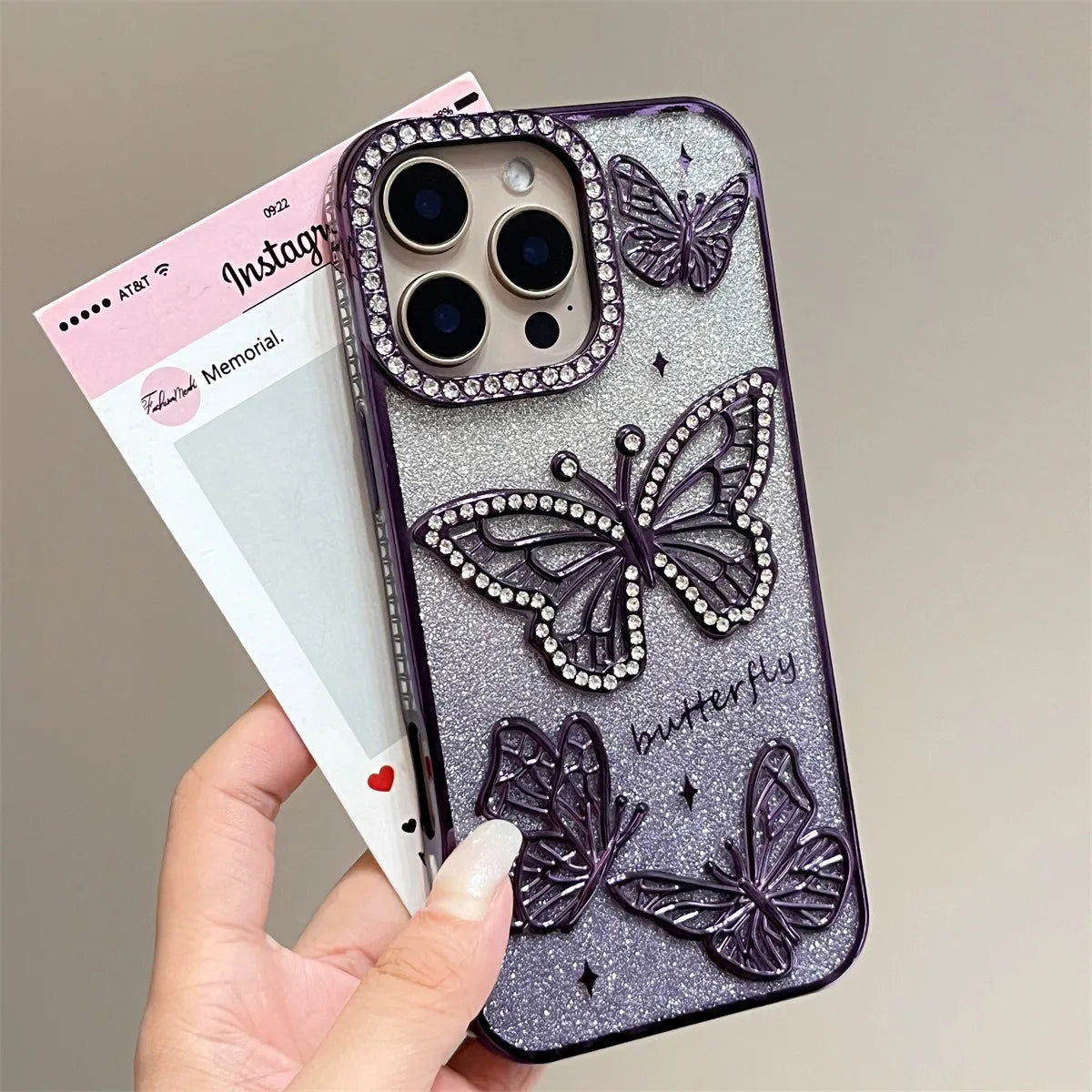 Funda de Silicona Transparente con Mariposa de Diamante: Lujo y Elegancia para tu iPhone 🦋💎