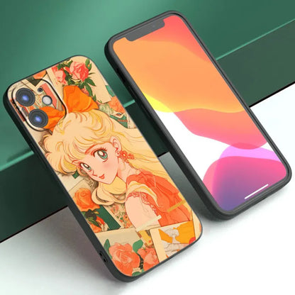 Funda de teléfono negra con diseño de Sailor Moon Anime para Teléfonos Móviles