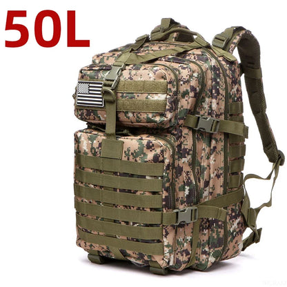 Mochila Táctica Impermeable de Nylon Reforzado – 25L / 50L para Trekking, Pesca, Caza y Camping 🎒🌲