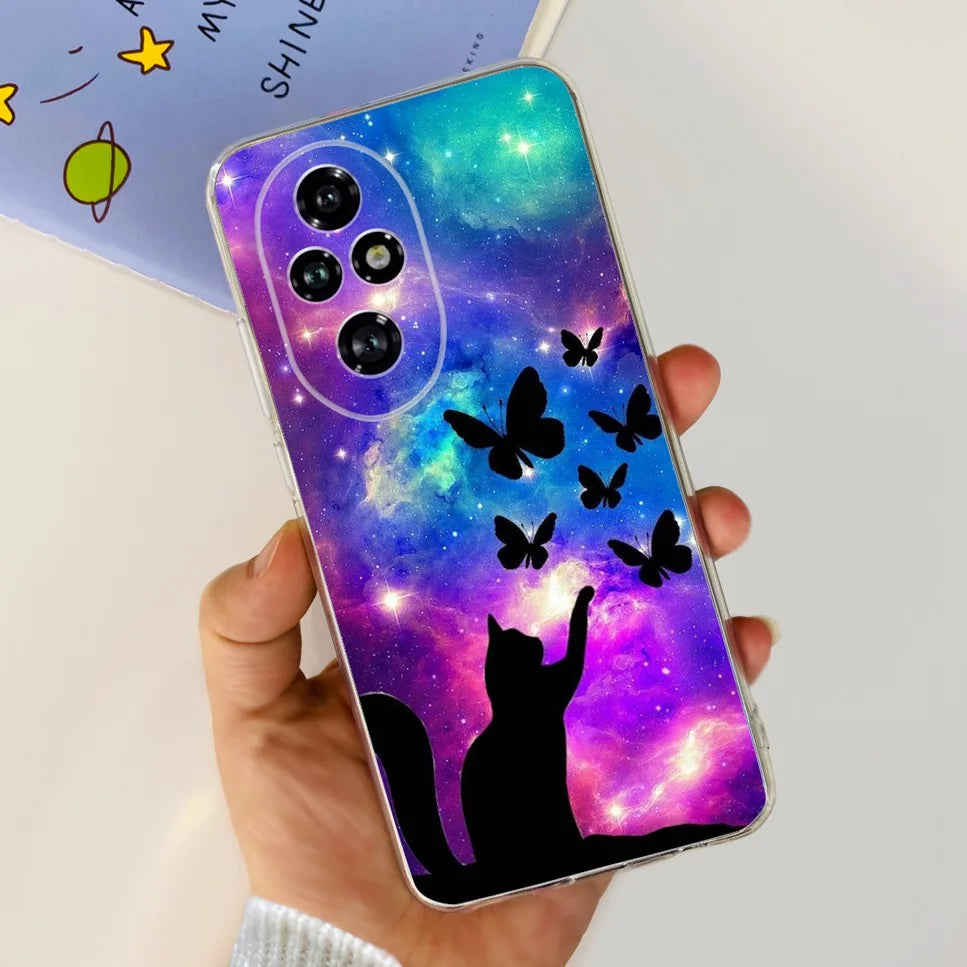 Nueva funda para Huawei Honor 200 6,7" Funda de silicona suave  con estampado de mariposas y flores para Honor 200 Lite 5G