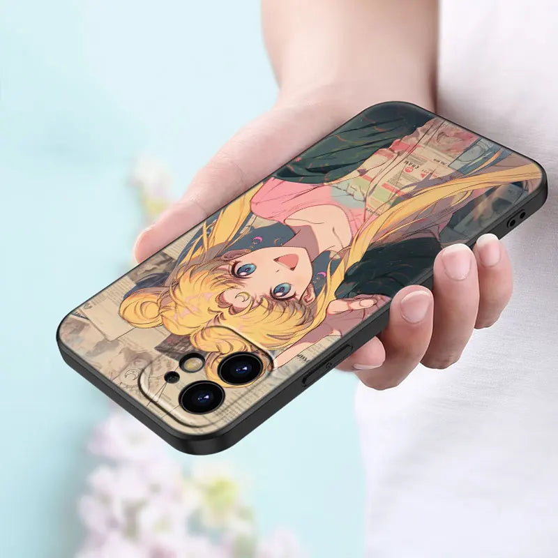 Funda de teléfono negra con diseño de Sailor Moon Anime para Teléfonos Móviles