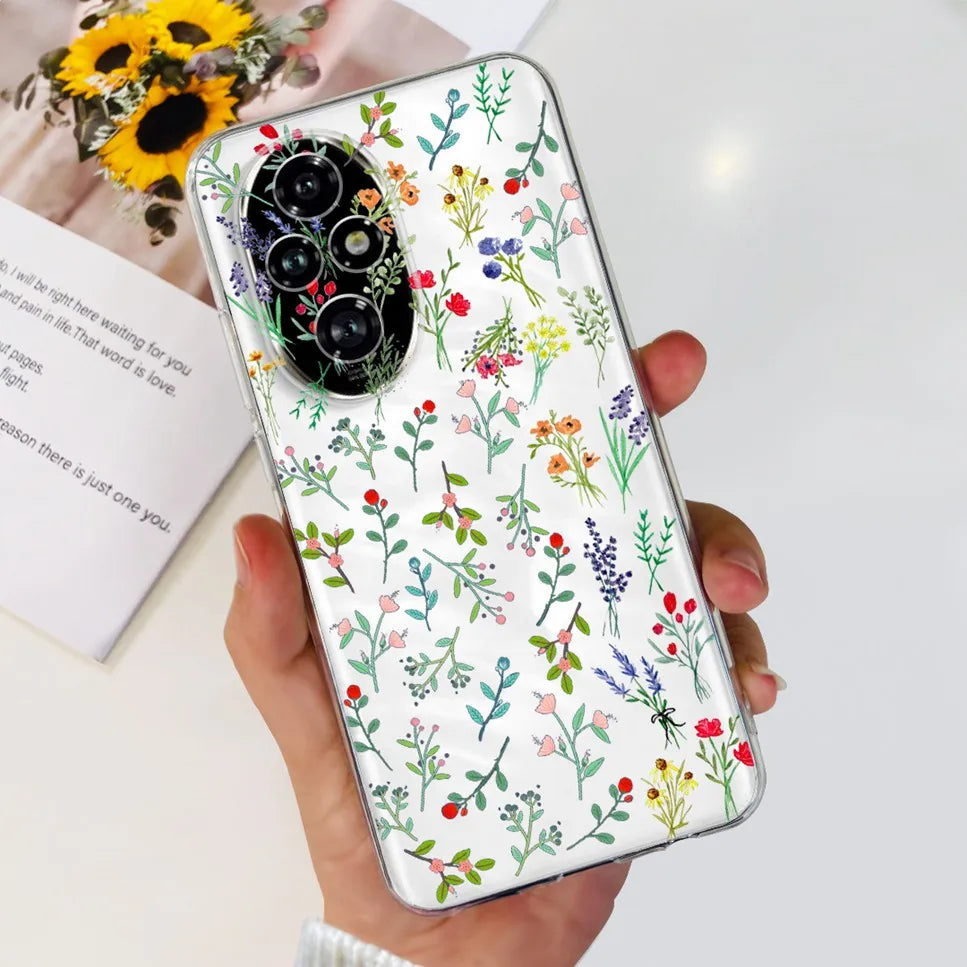 Nueva funda para Huawei Honor 200 6,7" Funda de silicona suave  con estampado de mariposas y flores para Honor 200 Lite 5G