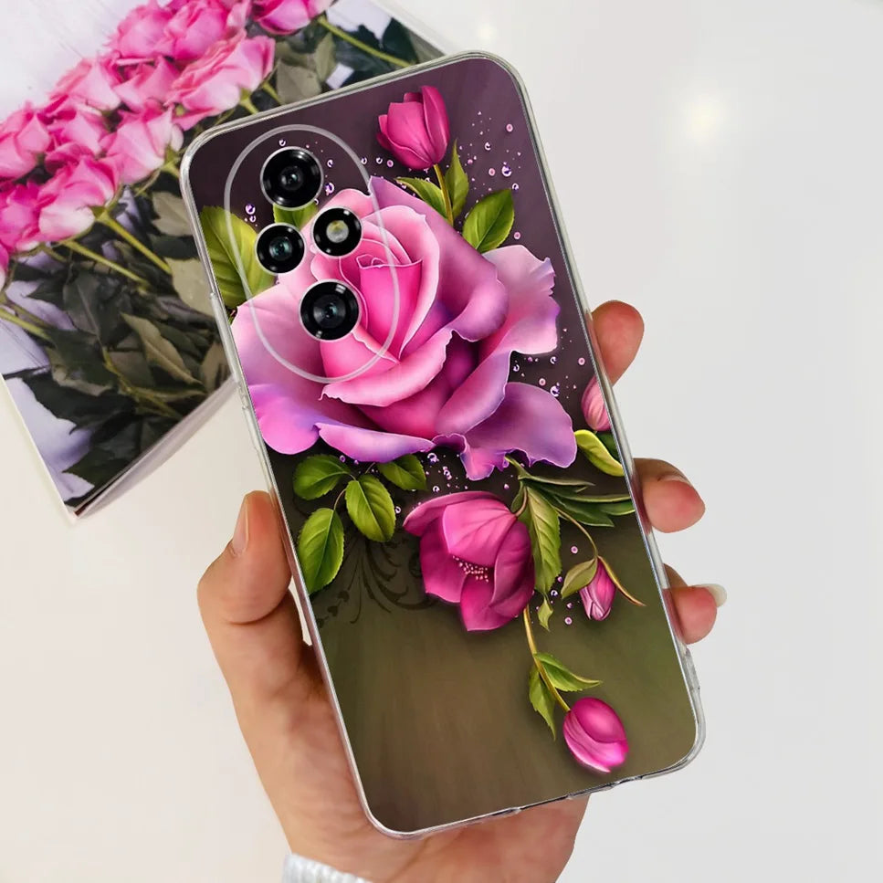 Nueva funda para Huawei Honor 200 6,7" Funda de silicona suave  con estampado de mariposas y flores para Honor 200 Lite 5G