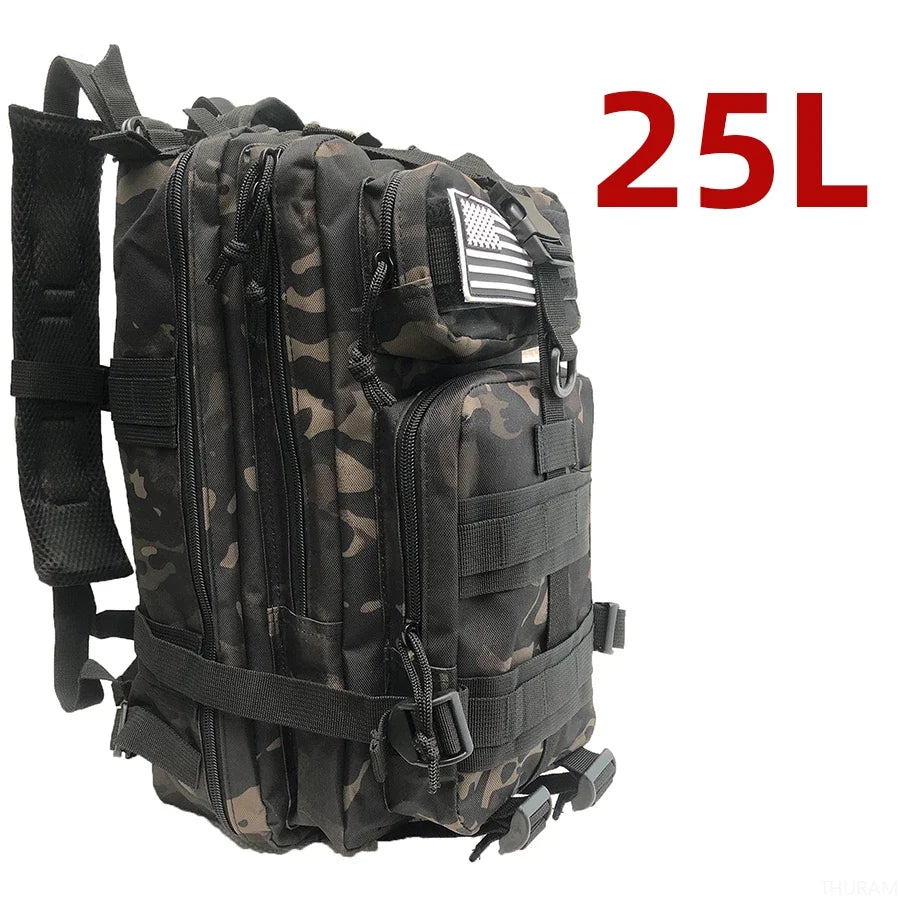 Mochila Táctica Impermeable de Nylon Reforzado – 25L / 50L para Trekking, Pesca, Caza y Camping 🎒🌲