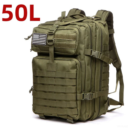 Mochila Táctica Impermeable de Nylon Reforzado – 25L / 50L para Trekking, Pesca, Caza y Camping 🎒🌲