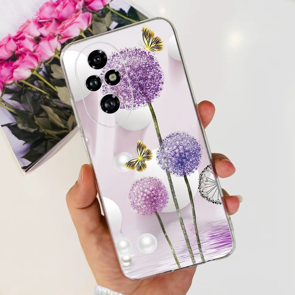 Nueva funda para Huawei Honor 200 6,7" Funda de silicona suave  con estampado de mariposas y flores para Honor 200 Lite 5G