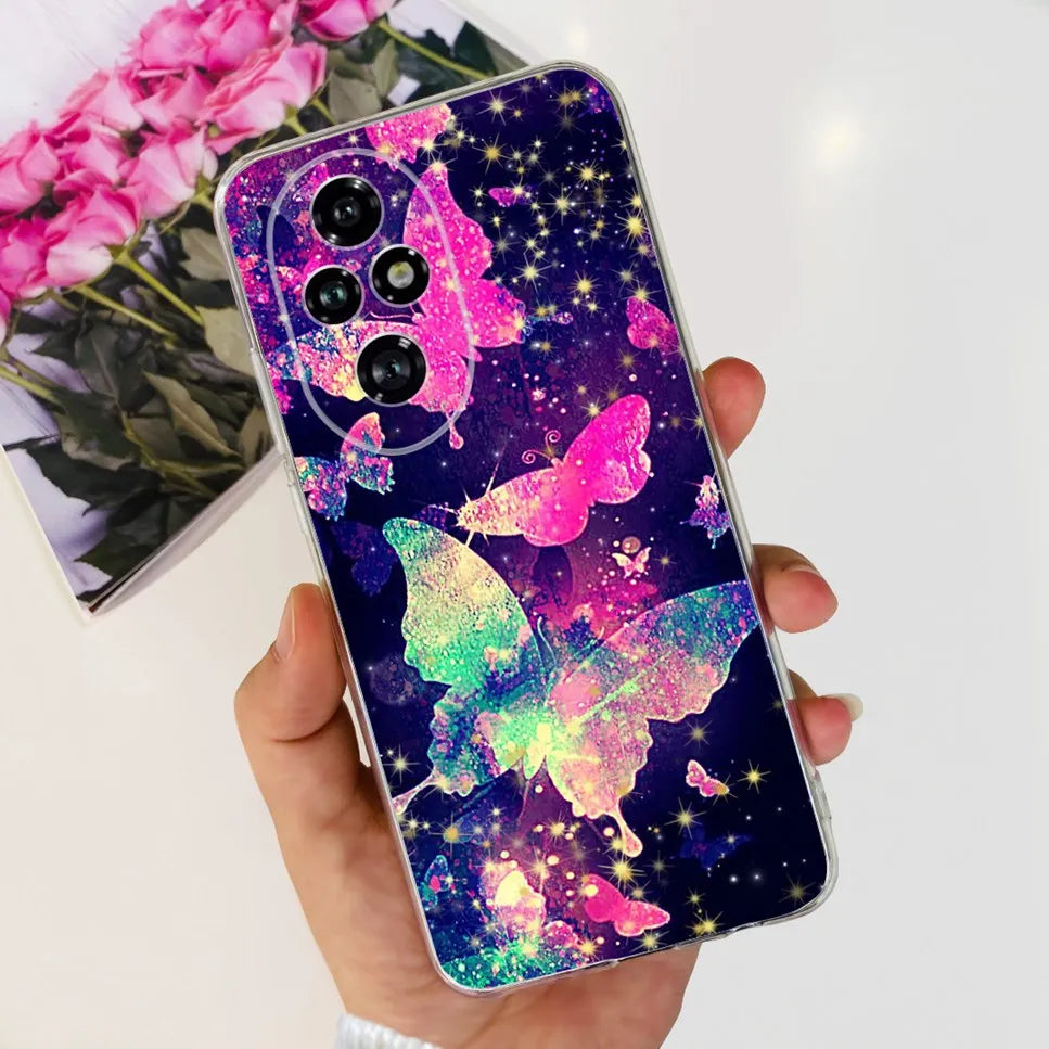 Nueva funda para Huawei Honor 200 6,7" Funda de silicona suave  con estampado de mariposas y flores para Honor 200 Lite 5G