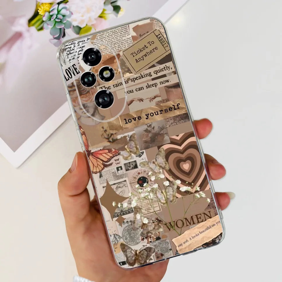 Nueva funda para Huawei Honor 200 6,7" Funda de silicona suave  con estampado de mariposas y flores para Honor 200 Lite 5G