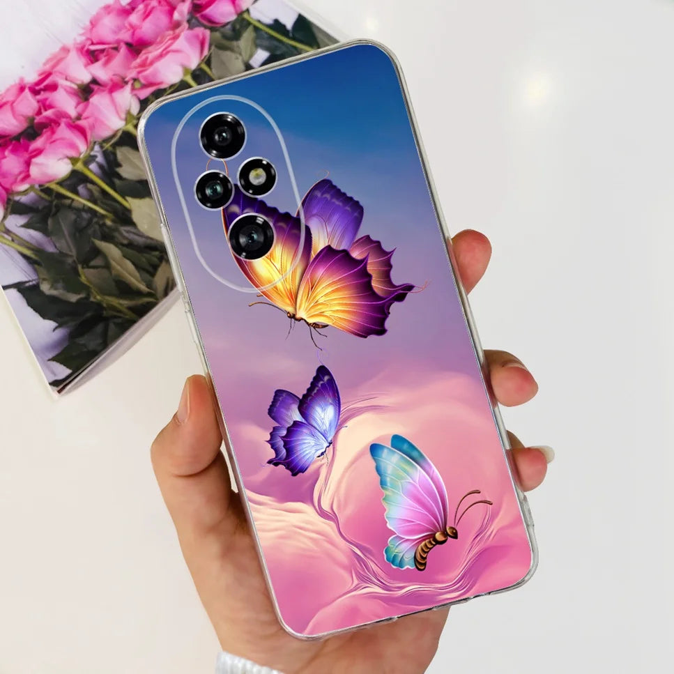 Nueva funda para Huawei Honor 200 6,7" Funda de silicona suave  con estampado de mariposas y flores para Honor 200 Lite 5G