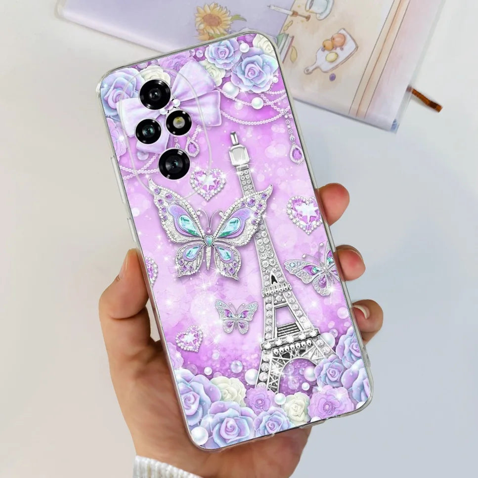 Nueva funda para Huawei Honor 200 6,7" Funda de silicona suave  con estampado de mariposas y flores para Honor 200 Lite 5G