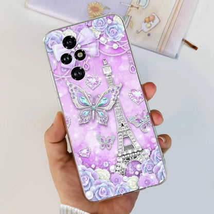 Nueva funda para Huawei Honor 200 6,7" Funda de silicona suave  con estampado de mariposas y flores para Honor 200 Lite 5G