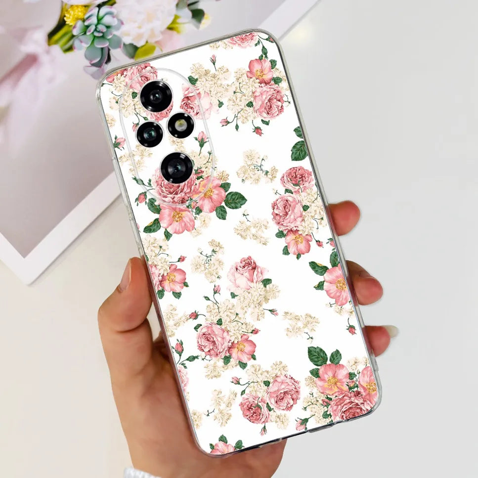 Nueva funda para Huawei Honor 200 6,7" Funda de silicona suave  con estampado de mariposas y flores para Honor 200 Lite 5G