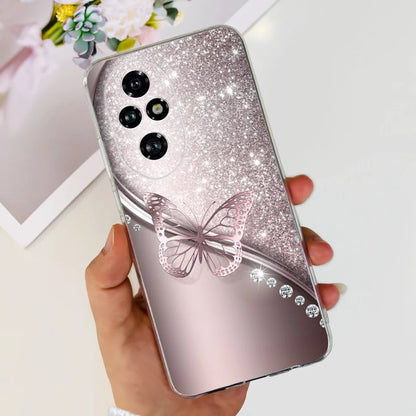 Nueva funda para Huawei Honor 200 6,7" Funda de silicona suave  con estampado de mariposas y flores para Honor 200 Lite 5G