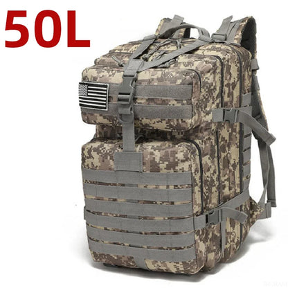 Mochila Táctica Impermeable de Nylon Reforzado – 25L / 50L para Trekking, Pesca, Caza y Camping 🎒🌲