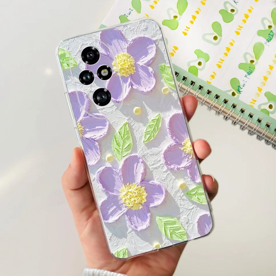 Nueva funda para Huawei Honor 200 6,7" Funda de silicona suave  con estampado de mariposas y flores para Honor 200 Lite 5G