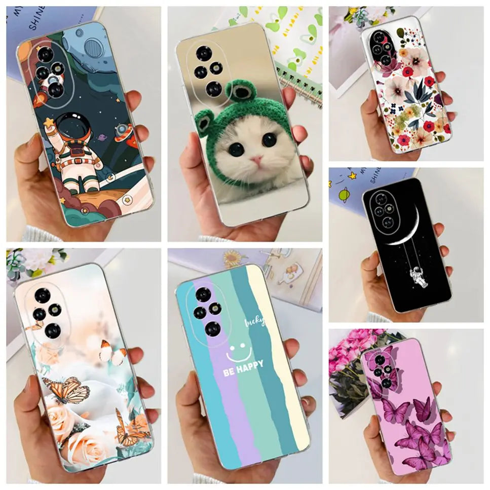 Nueva funda para Huawei Honor 200 6,7" Funda de silicona suave  con estampado de mariposas y flores para Honor 200 Lite 5G