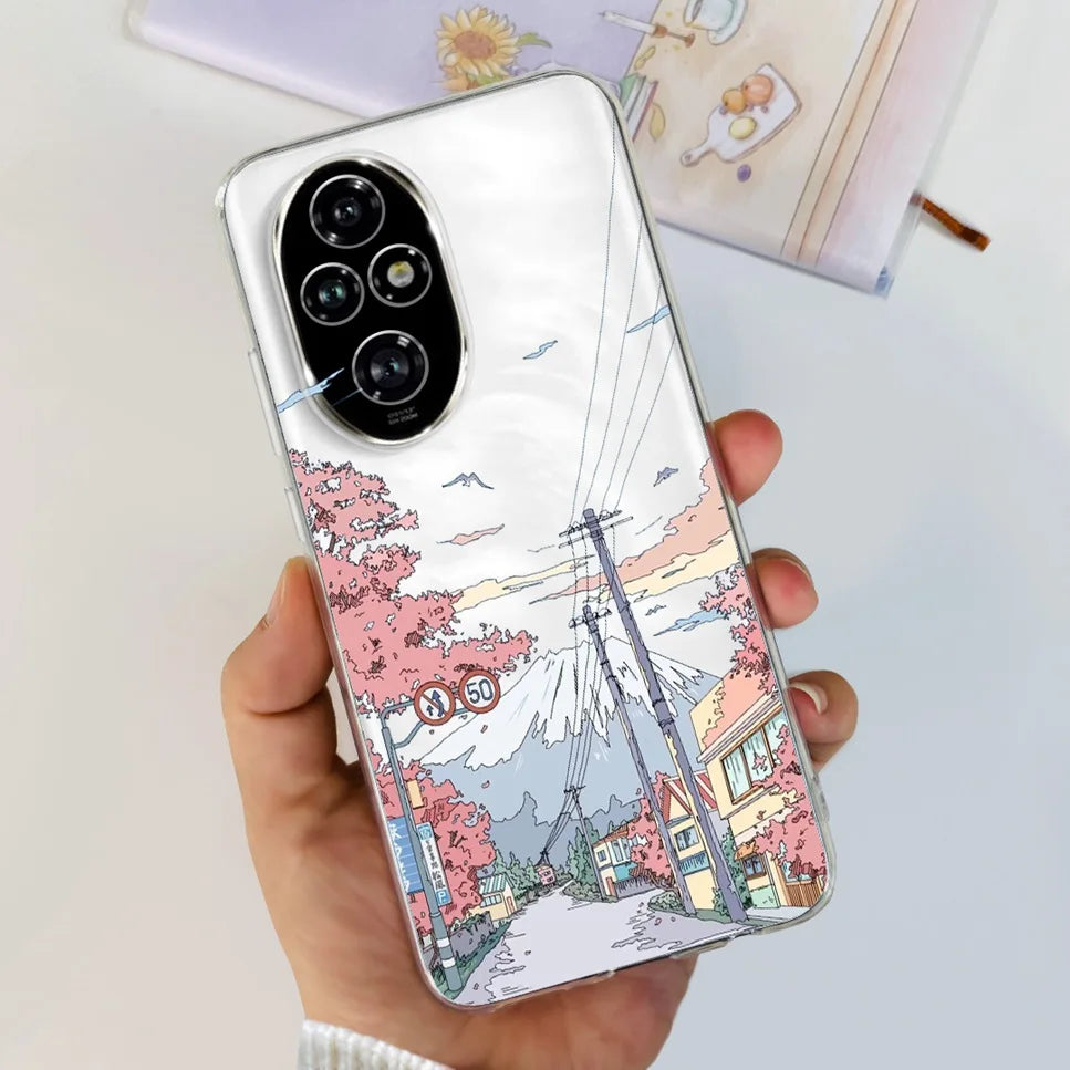 Nueva funda para Huawei Honor 200 6,7" Funda de silicona suave  con estampado de mariposas y flores para Honor 200 Lite 5G