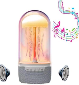 Jellyfish - Altavoz Bluetooth portátil con 7 colores de luces de atmósfera, emparejamiento envolvente, los tentáculos de la medusa se balancearán con la música, dorado