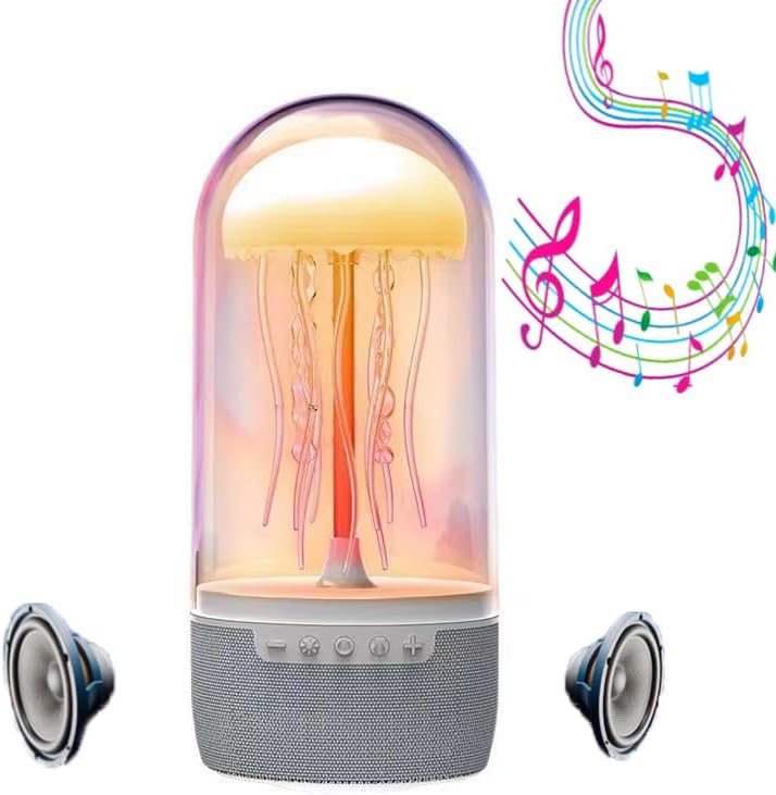 Jellyfish - Altavoz Bluetooth portátil con 7 colores de luces de atmósfera, emparejamiento envolvente, los tentáculos de la medusa se balancearán con la música, dorado